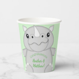 Rhino Baby shower Green Papieren Bekers