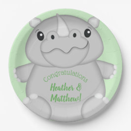Rhino Baby shower Green Papieren Bordje