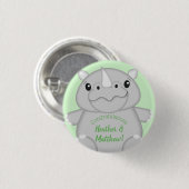 Rhino Baby shower Green Ronde Button 3,2 Cm (Voorkant /achterkant)