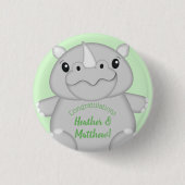 Rhino Baby shower Green Ronde Button 3,2 Cm (Voorkant)