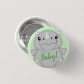 Rhino Baby shower Green Ronde Button 3,2 Cm (Voorkant /achterkant)