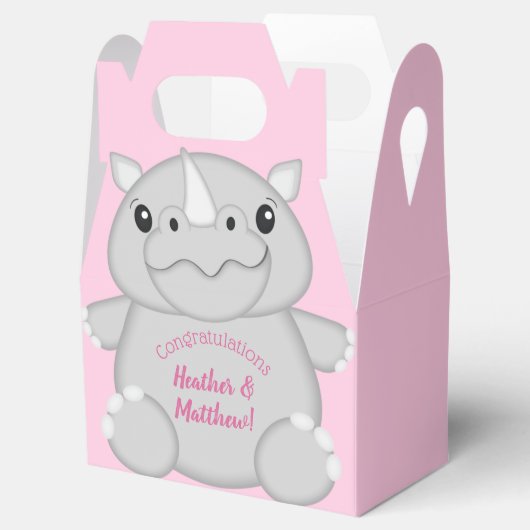 Rhino Baby shower Roze Bedankdoosjes (Geopend)