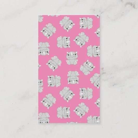 Rhino Baby shower Roze Informatiekaartje (Achterkant)