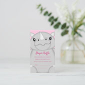 Rhino Baby shower Roze Informatiekaartje (Staand voorkant)