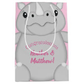 Rhino Baby shower Roze Medium Cadeauzakje (Voorkant)