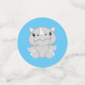 Rhino Baby shower Safari Blauw Confetti (Kleine voorkant)