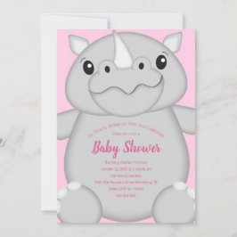 Rhino Baby shower Safari Pink Girl Kaart