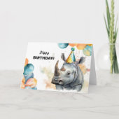 Rhino Balloons en Party Pet Rhinoceros Verjaardag Kaart (Voorkant)