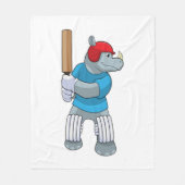 Rhino bij Cricket met cricket bat Fleece Deken (Voorkant)