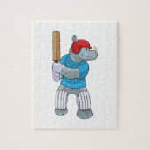 Rhino bij Cricket met cricket bat Legpuzzel (Verticaal)