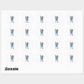 Rhino bij Cricket met cricket bat Ronde Sticker (Vel)