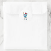 Rhino bij Cricket met cricket bat Ronde Sticker (Tas)