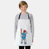 Rhino bij Cricket met cricket bat Schort (Gedragen)