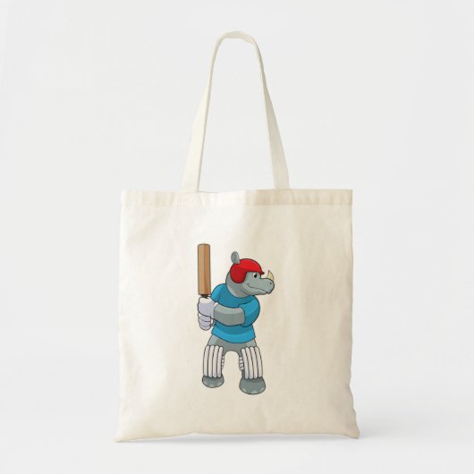 Rhino bij Cricket met cricket bat Tote Bag (Voorkant)