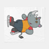 Rhino bij ijsschaatsen met ijsschaatsen fleece deken (Voorkant (Horizontaal))