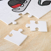 Rhino bij ijsschaatsen met ijsschaatsen legpuzzel (Zijkant)