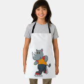 Rhino bij ijsschaatsen met ijsschaatsen schort (Insitu)