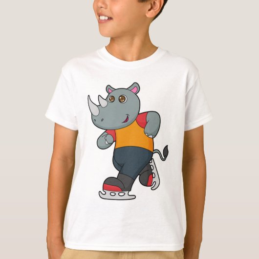 Rhino bij ijsschaatsen met ijsschaatsen t-shirt (Voorkant)