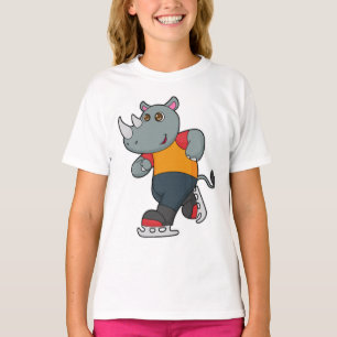 Rhino bij ijsschaatsen met ijsschaatsen t-shirt