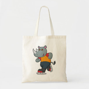 Rhino bij ijsschaatsen met ijsschaatsen tote bag