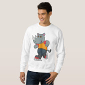 Rhino bij ijsschaatsen met ijsschaatsen trui (Voorkant volledig)