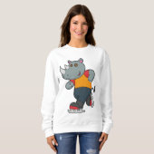 Rhino bij ijsschaatsen met ijsschaatsen trui (Voorkant volledig)