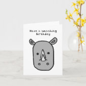 Rhino Birthday Card Kaart (Gele Bloem)