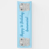 Rhino Birthday Party Blue Spandoek (Verticaal)