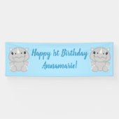 Rhino Birthday Party Blue Spandoek (Horizontaal)