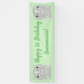 Rhino Birthday Party Green Spandoek (Verticaal)