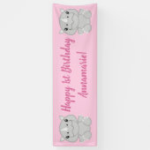 Rhino Birthday Party Pink Spandoek (Verticaal)