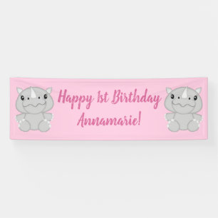 Rhino Birthday Party Pink Spandoek
