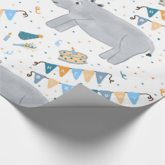 Rhino Birthday Wrapping Paper Cadeaupapier
