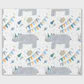 Rhino Birthday Wrapping Paper Cadeaupapier (Vlak)