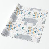 Rhino Birthday Wrapping Paper Cadeaupapier (Uitgerold)