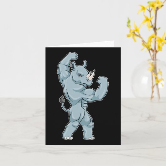 Rhino Bodybuilder Bodybuilding Sports Kaart (Gele Bloem)