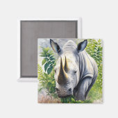 Rhino Botanisch Portret Magneet (Voorkant / Achterkant)