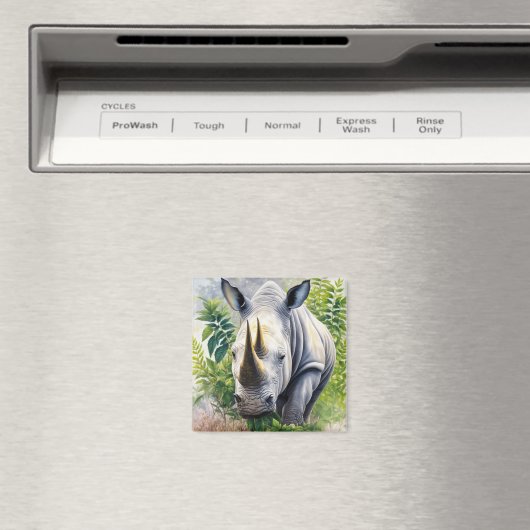 Rhino Botanisch Portret Magneet (Insitu (Vaatwasser))
