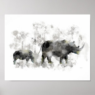 RHINO EN BABY POSTER