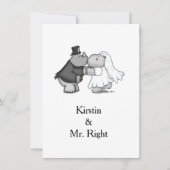 Rhino en Hippo Wedding Invitation Kaart (Voorkant)