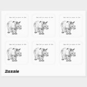 Rhino en Vogel Stickers (Verpakking van 6, 3"x 3") (Vel)