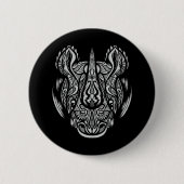 Rhino Face Ornamental Design Ronde Button 5,7 Cm (Voorkant)