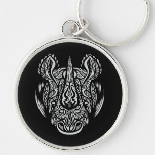 Rhino Face Ornamental Design Sleutelhanger