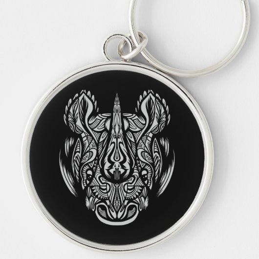 Rhino Face Ornamental Design Sleutelhanger (Voorkant)