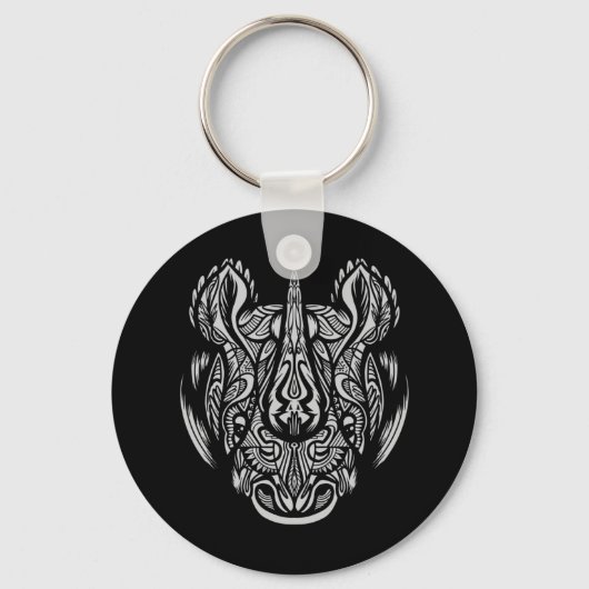Rhino Face Ornamental Design Sleutelhanger (Voorkant)