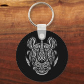 Rhino Face Ornamental Design Sleutelhanger (Voorkant)