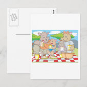 Rhino Family Picnic Briefkaart (Voorkant / Achterkant)