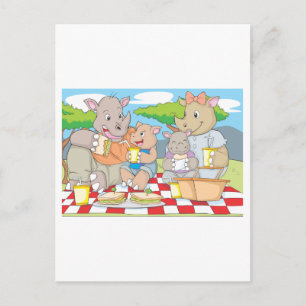 Rhino Family Picnic Briefkaart