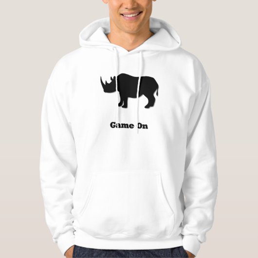 Rhino Game op zwart Hoodie (Voorkant)