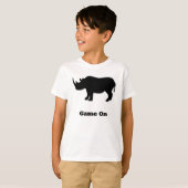 Rhino Game op zwart T-shirt (Voorkant volledig)